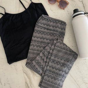 Eddie Bauer Leggings Gray Fair Isle Pattern Loung Pants Size Medium